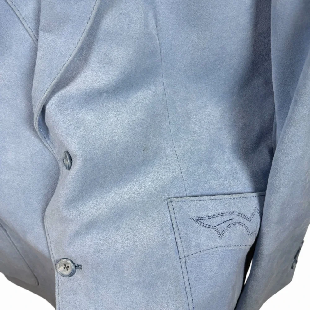 Vintage Scully Light Blue Suede Men's Blazer‎ w Embroidery Sz 42 (L) - approx